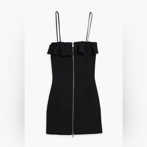 Ganni Ruffled woven mini black dress